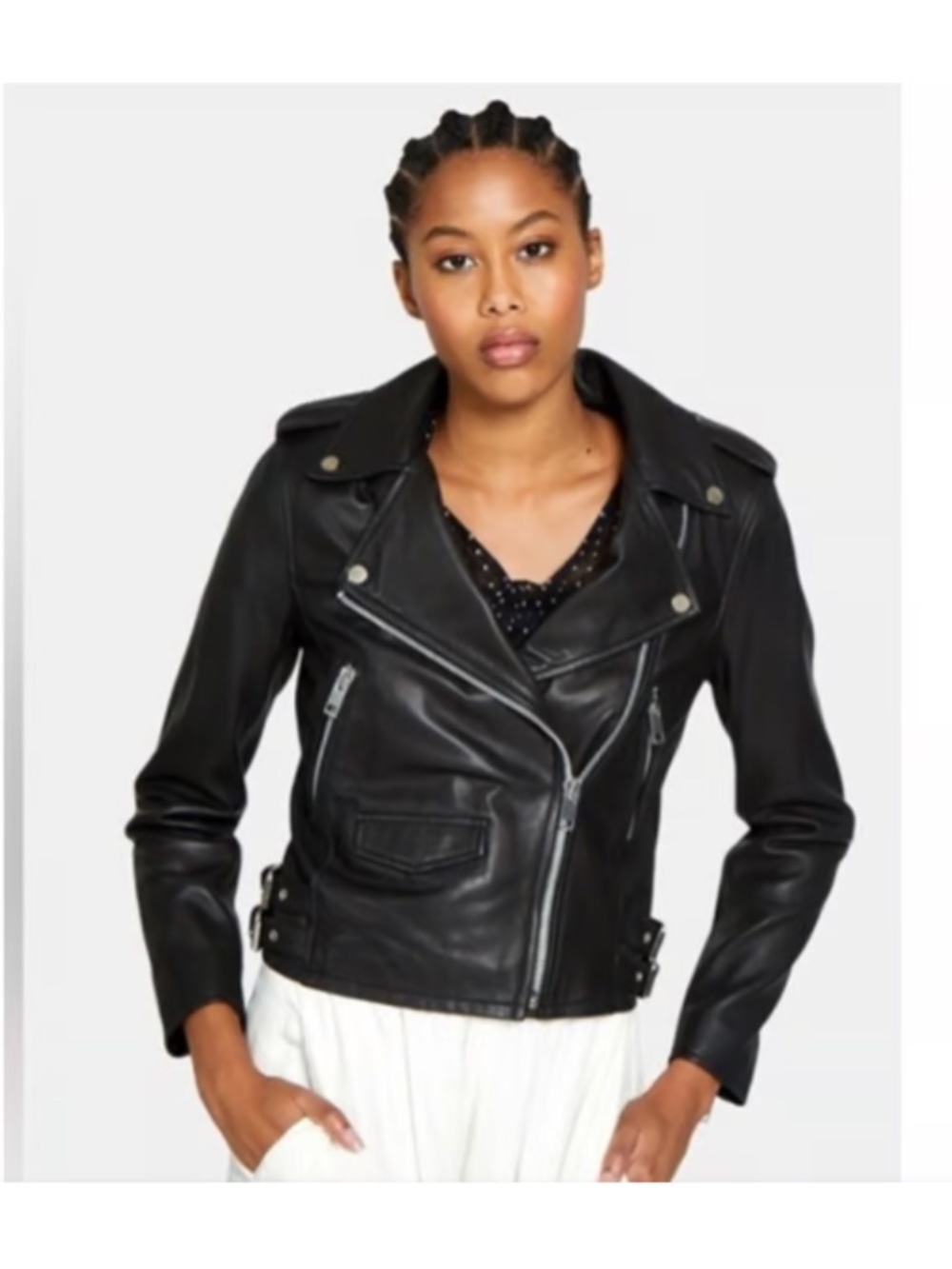 WALTER BAKER Leather biker jacket in Black
